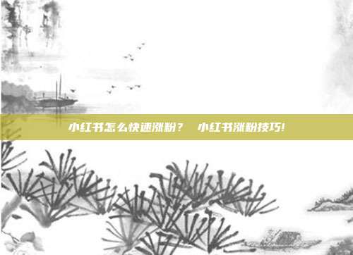 小红书怎么快速涨粉? 小红书涨粉技巧!