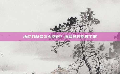 小红书新号怎么涨粉?这些技巧你要了解