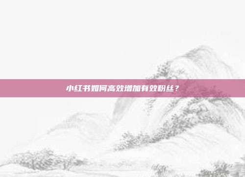 小红书如何高效增加有效粉丝?