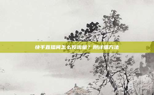 快手直播间怎么投流量?附详细方法