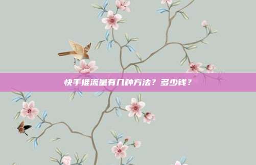 快手推流量有几种方法?多少钱?