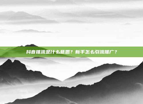 抖音推流是什么意思?新手怎么引流推广?