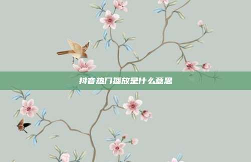 抖音热门播放是什么意思