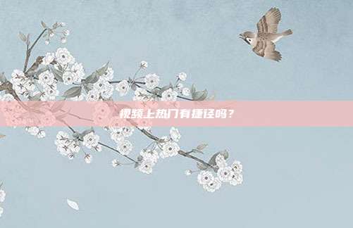 视频上热门有捷径吗?