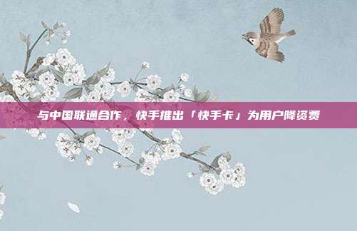与中国联通合作,快手推出「快手卡」为用户降资费