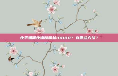 快手如何快速涨粉丝10000?有哪些方法?