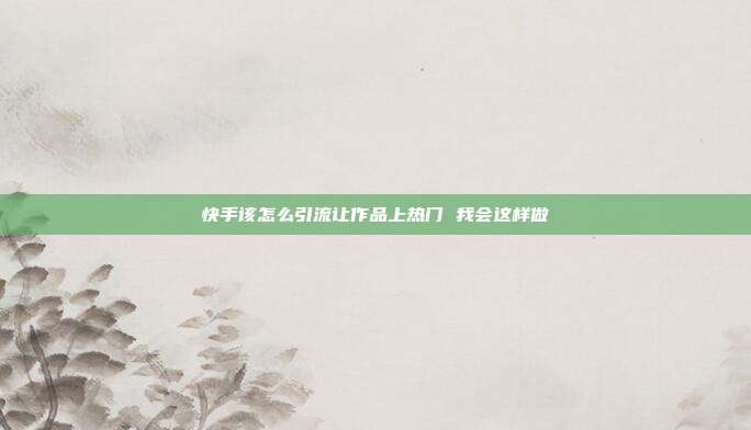 快手该怎么引流让作品上热门 我会这样做