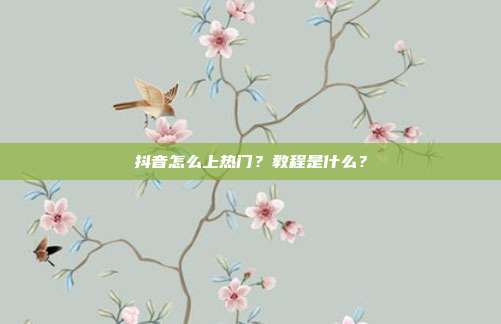 抖音怎么上热门?教程是什么?