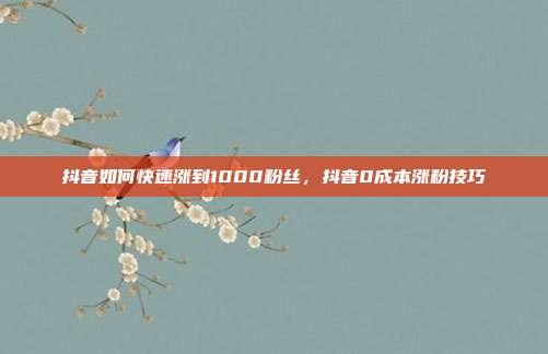 抖音如何快速涨到1000粉丝,抖音0成本涨粉技巧