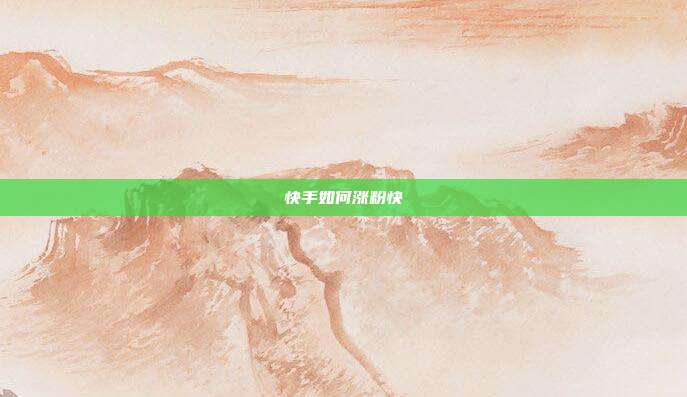 快手如何涨粉快