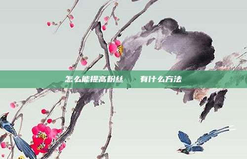 怎么能提高粉丝 有什么方法