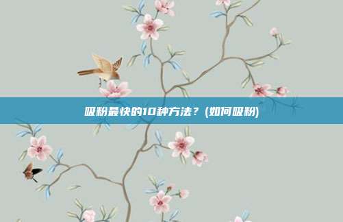 吸粉最快的10种方法?(如何吸粉)