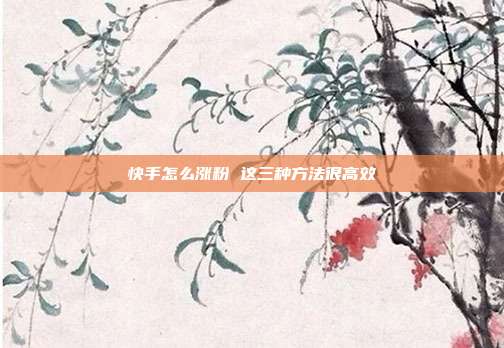 快手怎么涨粉 这三种方法很高效