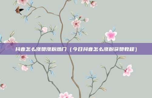 抖音怎么涨赞涨粉热门(今日抖音怎么涨粉获赞教程)
