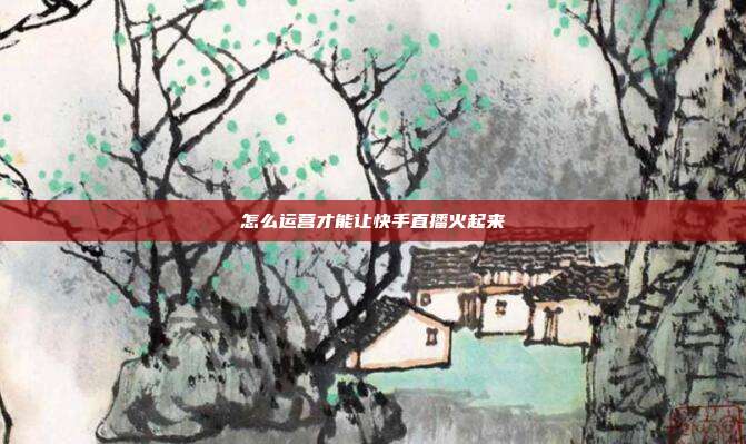 怎么运营才能让快手直播火起来