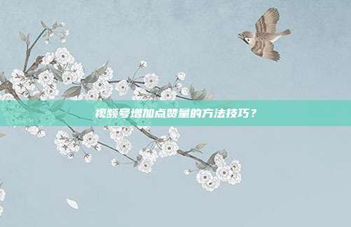 视频号增加点赞量的方法技巧?