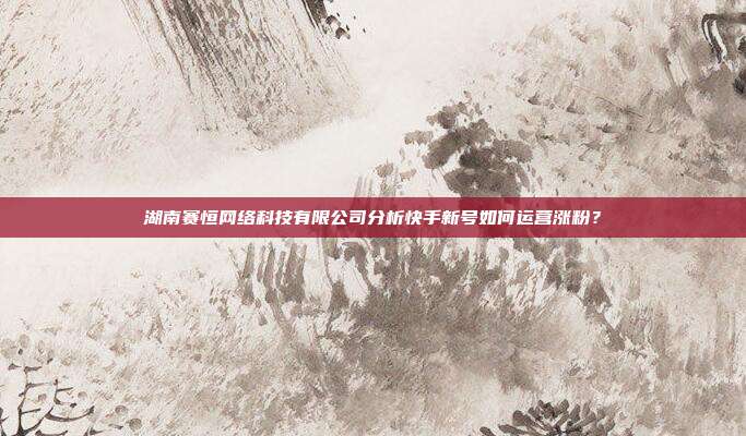 湖南赛恒网络科技有限公司分析快手新号如何运营涨粉?