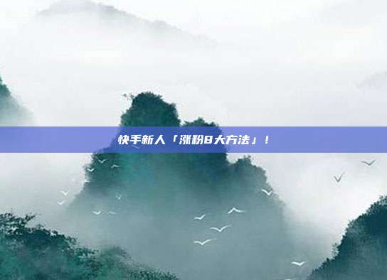 快手新人「涨粉8大方法」！