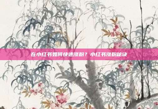 在小红书如何快速涨粉?小红书涨粉秘诀