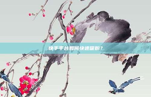 快手平台如何快速吸粉?