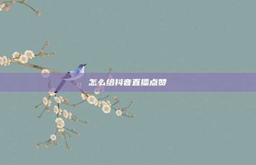 怎么给抖音直播点赞