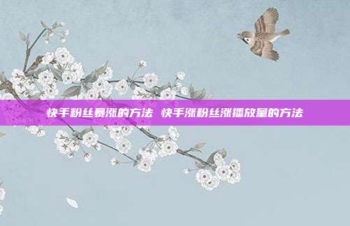 快手粉丝暴涨的方法 快手涨粉丝涨播放量的方法