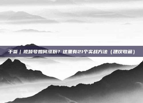 干货|视频号如何涨粉?这里有21个实战方法(建议收藏)