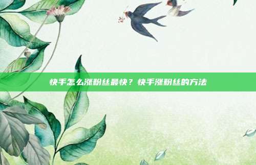 快手怎么涨粉丝最快?快手涨粉丝的方法