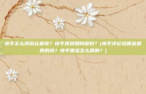 快手怎么涨粉丝最快?快手视频如何做好?(快手评论给佣金是真的吗?快手佣金怎么算的?)