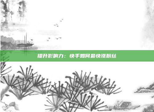 提升影响力:快手如何最快涨粉丝