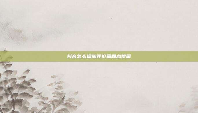 抖音怎么增加评价量和点赞量