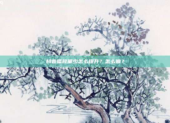 抖音播放量少怎么提升?怎么做?