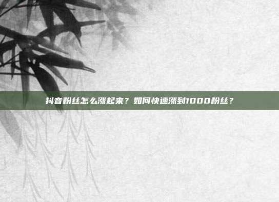 抖音粉丝怎么涨起来?如何快速涨到1000粉丝?