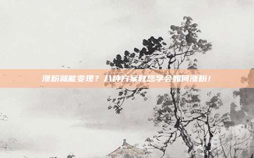 涨粉就能变现?八种方案教您学会如何涨粉!