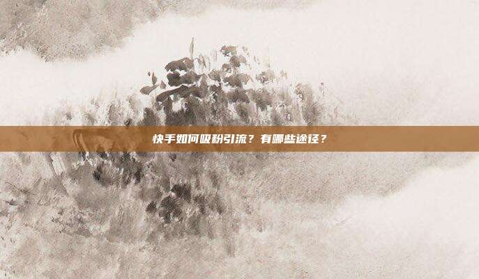 快手如何吸粉引流?有哪些途径?