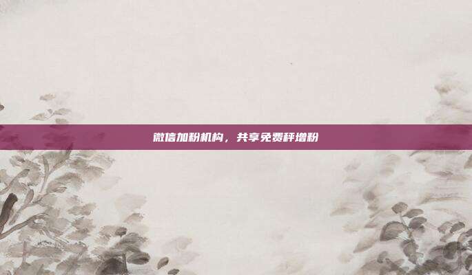 微信加粉机构,共享免费秤增粉