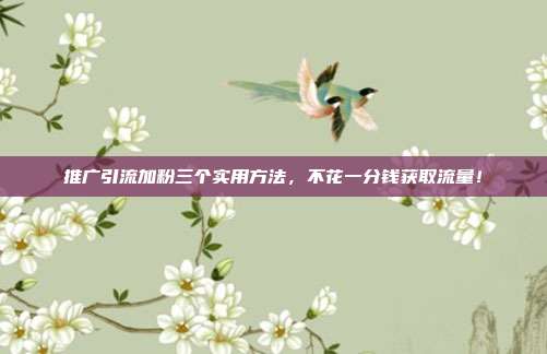 推广引流加粉三个实用方法,不花一分钱获取流量!