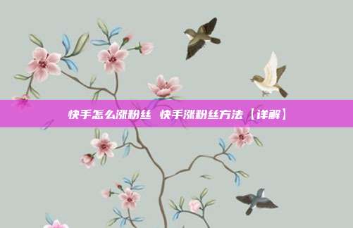 快手怎么涨粉丝 快手涨粉丝方法【详解】