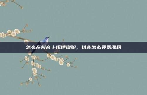 怎么在抖音上迅速增粉,抖音怎么免费涨粉
