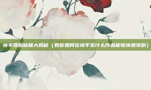 快手涨粉秘籍大揭秘(教你如何在快手发什么作品能够快速涨粉)