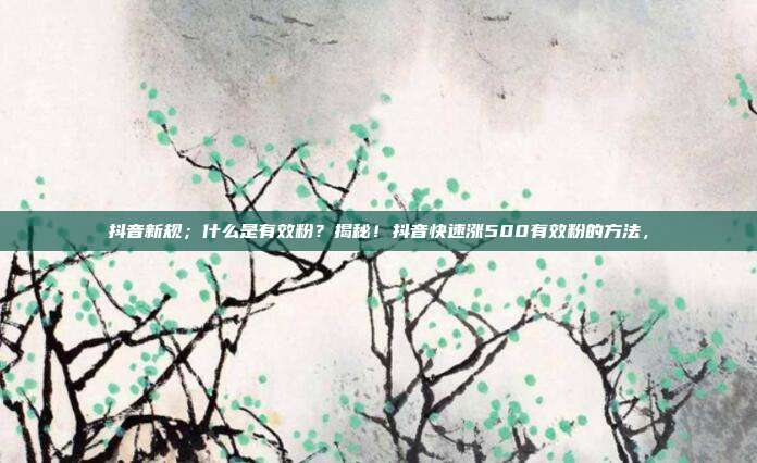 抖音新规;什么是有效粉?揭秘!抖音快速涨500有效粉的方法,