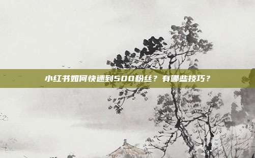 小红书如何快速到500粉丝?有哪些技巧?