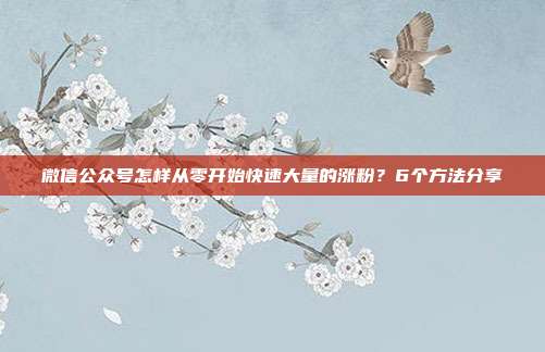 微信公众号怎样从零开始快速大量的涨粉?6个方法分享