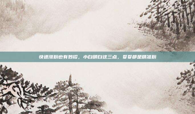 快速涨粉也有妙招,小白明白这三点,妥妥都是精准粉