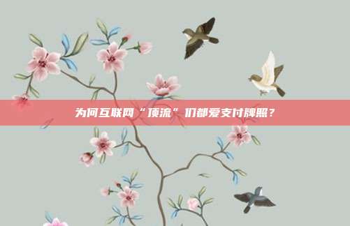 为何互联网“顶流”们都爱支付牌照？