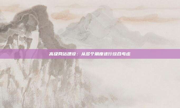 高级网站建设:从多个角度进行综合考虑