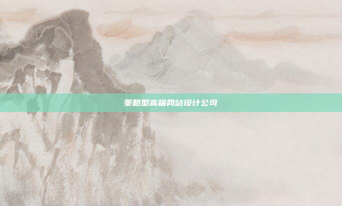 策略型高端网站设计公司