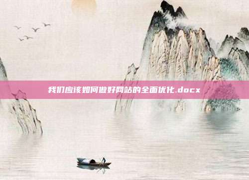 我们应该如何做好网站的全面优化.docx