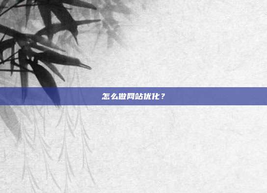 怎么做网站优化？