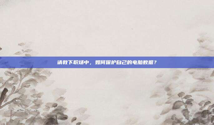 请教下职场中,如何保护自己的电脑数据?